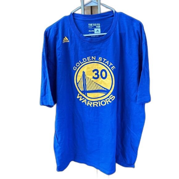 Adidas The Go To Tee Adult Men 2XL Blue Golden State Warriors #30 Curry Cotton - Picture 1 of 9